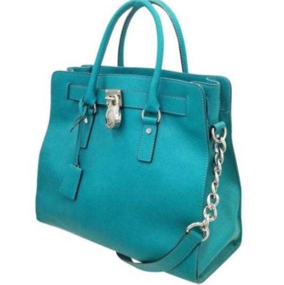 Michael Kors Handbags - ❤️Michael Kors Hamilton Heritage Padlock Saffiano Leather Turquoise bag